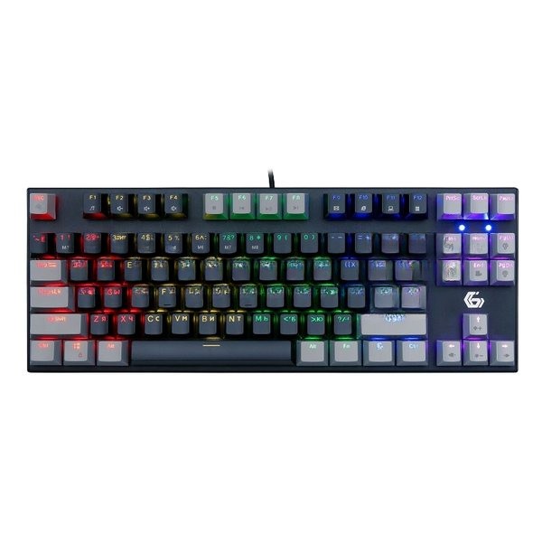 Клавиатура проводная механическая Gembird KB-G600-1, 87кл, Rainbow, коричн.свитчи, 1.8м, черная