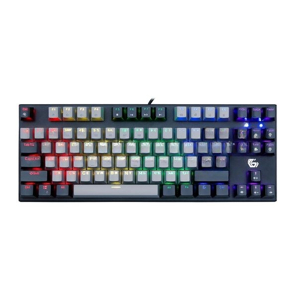 Клавиатура проводная механическая Gembird KB-G600, 87кл, Rainbow, красн.свитчи, 1.8м, черная