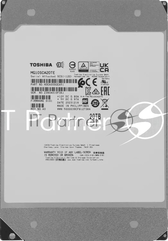 Жесткий диск HDD Toshiba MG10 20Tb 7200rpm SAS 512Mb 3.5"