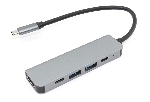 Адаптер Type-C на HDMI, USB 3.0*2 + 2 Type-C для MacBook, серый