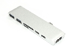 Адаптер Type-C на HDMI, USB 3.0*2 + Type-C* 2 + SD/TF для MacBook, серебро