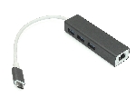 Адаптер Type-C на USB 3.0*3 + RJ45, серый