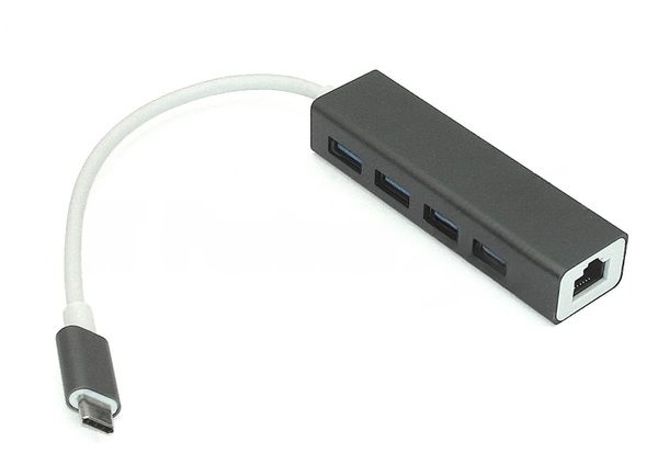 Адаптер Type-C на USB 3.0*3 + RJ45, серый
