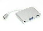 Адаптер Type-C на VGA, USB 3.0 + Type-С для MacBook, серебристый