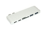 Адаптер сдвоенный Type-C на USB 3.0*2 + Type-C* 2 + SD/TF для MacBook, серебристый