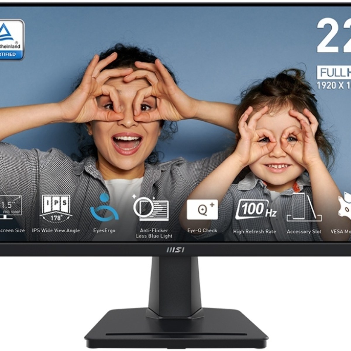Монитор 21.5" MSI Pro MP225 IPS 1920x1080, 100 Гц, 1 мс, 16:9, 250 кд/м2, 1xHDMI, 1x3.5 мм, черный