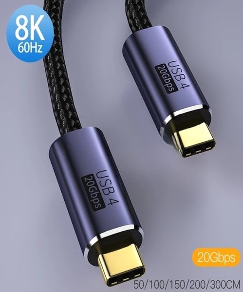 Кабель USB4 Type-C на Type-C Thunderbolt 3, PD 100W 2м