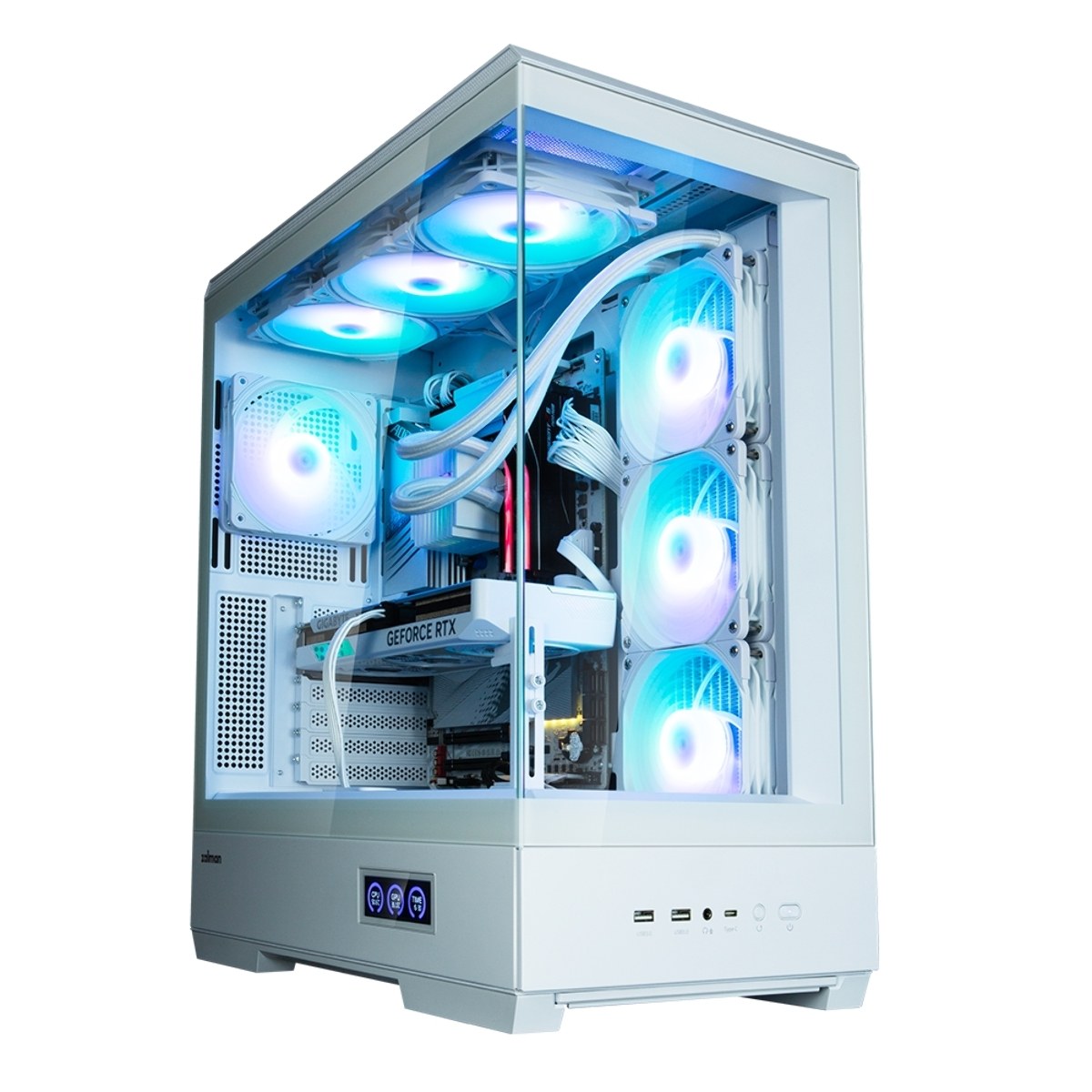 Компьютерный корпус ZALMAN P50 DS, ATX, WHITE, WINDOW, 2x3.5", 3x2.5", 1xUSB TYPE-C, 2xUSB 3.0, SIDE 3x120мм ARGb, REAR 1x120мм ARGb