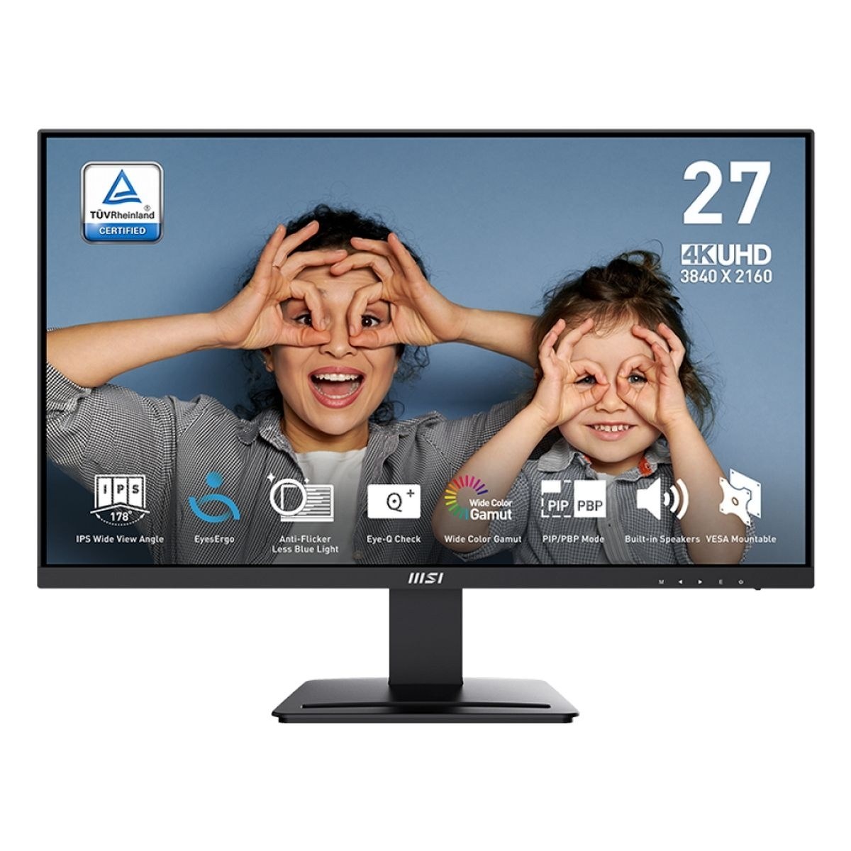 Монитор 27" MSI PRO MP273U IPS 3840x2160, 60 Гц, 4 мс, 16:9, 300 кд/м2, 2xHDMI, 1xDP, 1x3.5 мм, черный