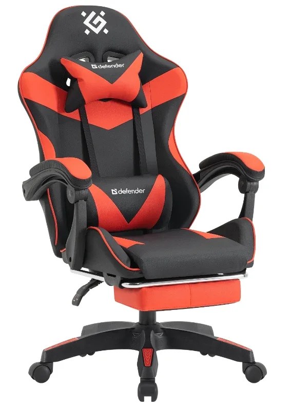 Кресло Defender TORNADO BLACK/RED черный/красный, экокожа