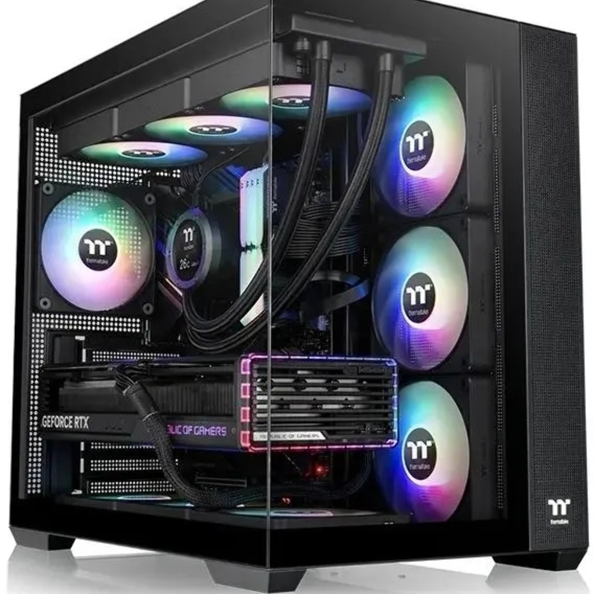 Компьютерный корпус Thermaltake View 380 TG ARGb черный без БП ATX 6x120мм 2x140мм 1x200мм 2xUSB3.0 audio bott PSU