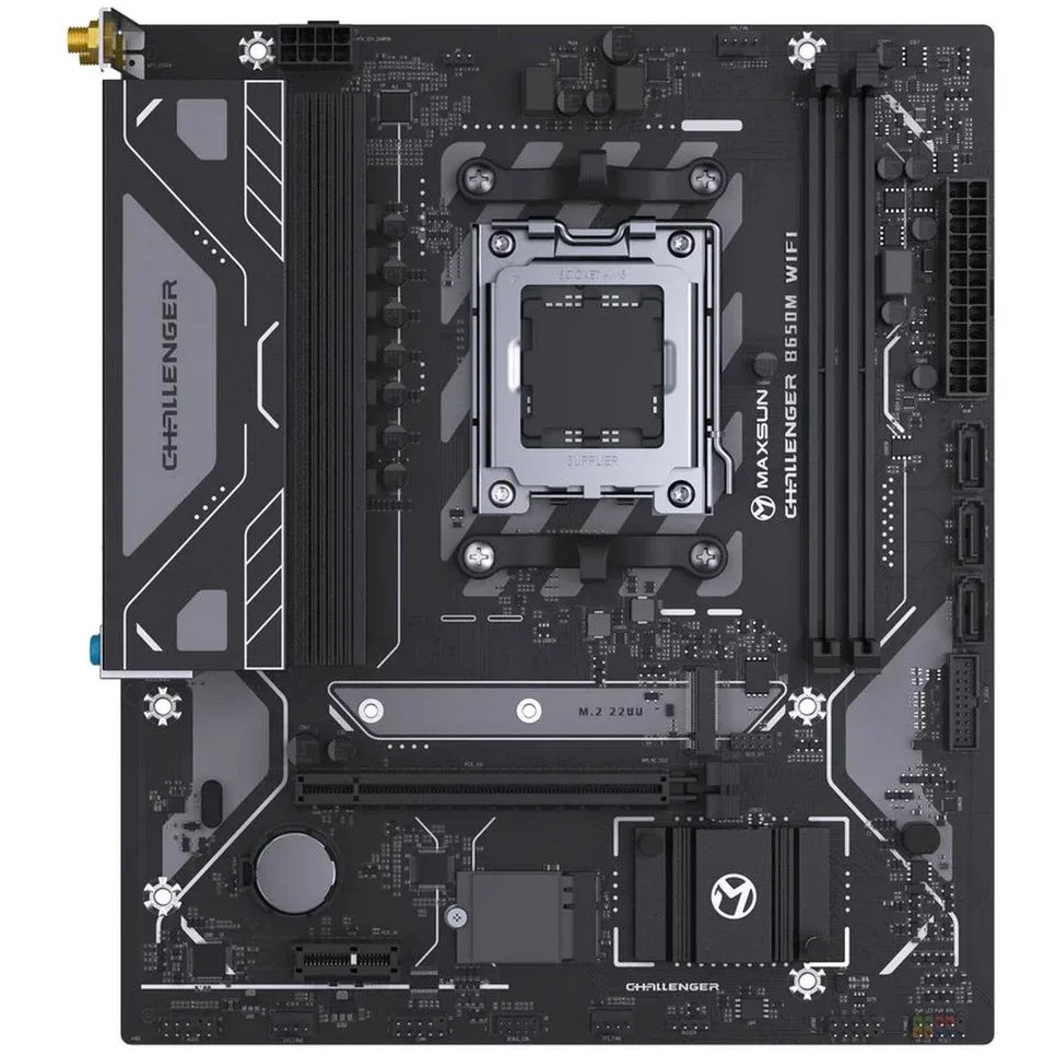 Материнская плата MAXSUN MS-Challenger B650M WIFI, AM5, B650, 2*DDR5, 3*SATA3, M.2, 4*USB 3.2, 2*USB 2.0, 1*PCIEx16, 1*PCIEx1, DP+HDMI, mATX
