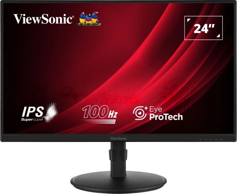 Монитор 23.8" ViewSonic VA2408-HDJ IPS 1920x1080, 100 Гц, 5 мс, 16:9, 250 кд/м², HDMI, DisplayPort, VGA, Low Blue Light, черный