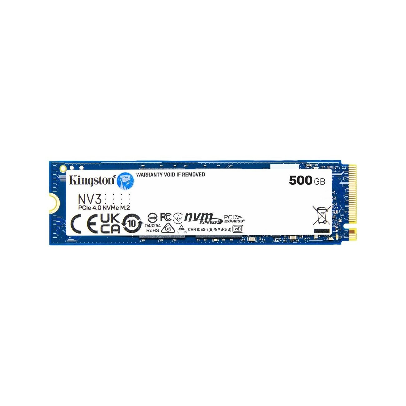 Накопитель SSD Kingston NV3, 500Gb, M.2 2280, PCIe 4.0 x4, NVMe, R/W 5000/3000