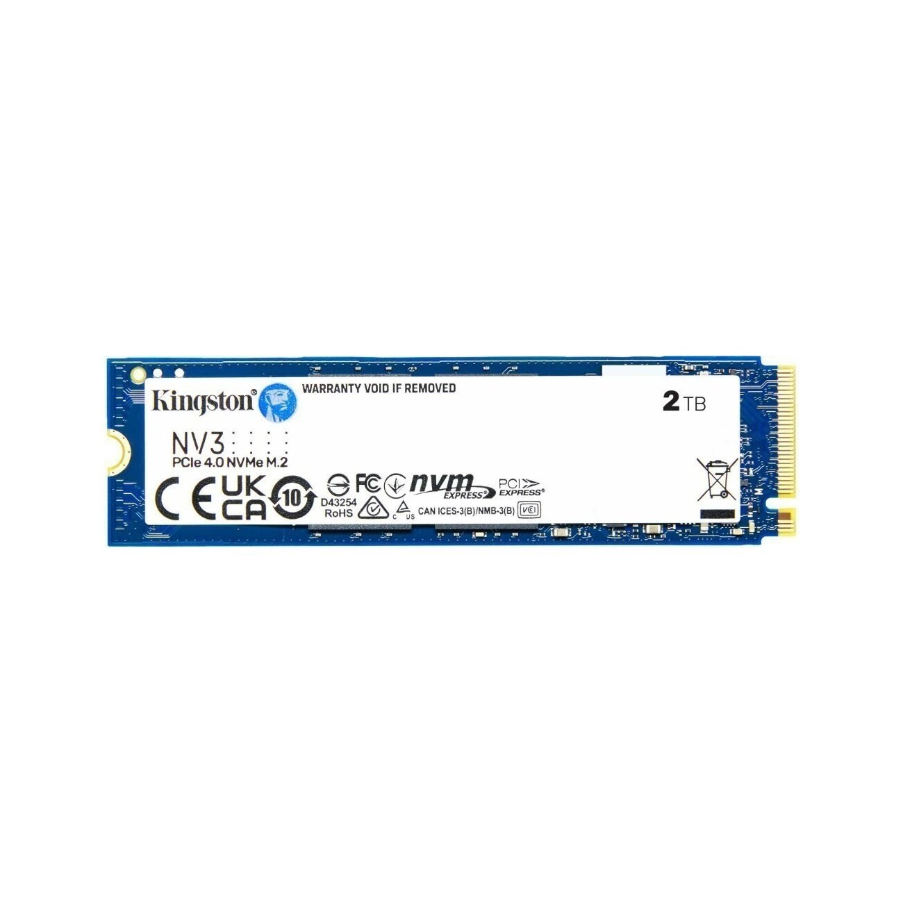 Накопитель SSD Kingston NV3, 2000Gb, M.2 2280, PCIe 4.0 x4, NVMe, R/W 6000/5000