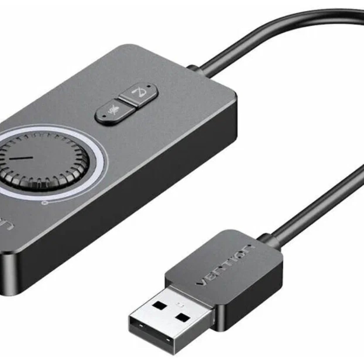 Внешняя звуковая карта Vention USB c регулятором громкости Черная