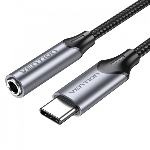 Переходник Vention USB-C M/ Jack 3.5 mm F DAC - 1м Серый