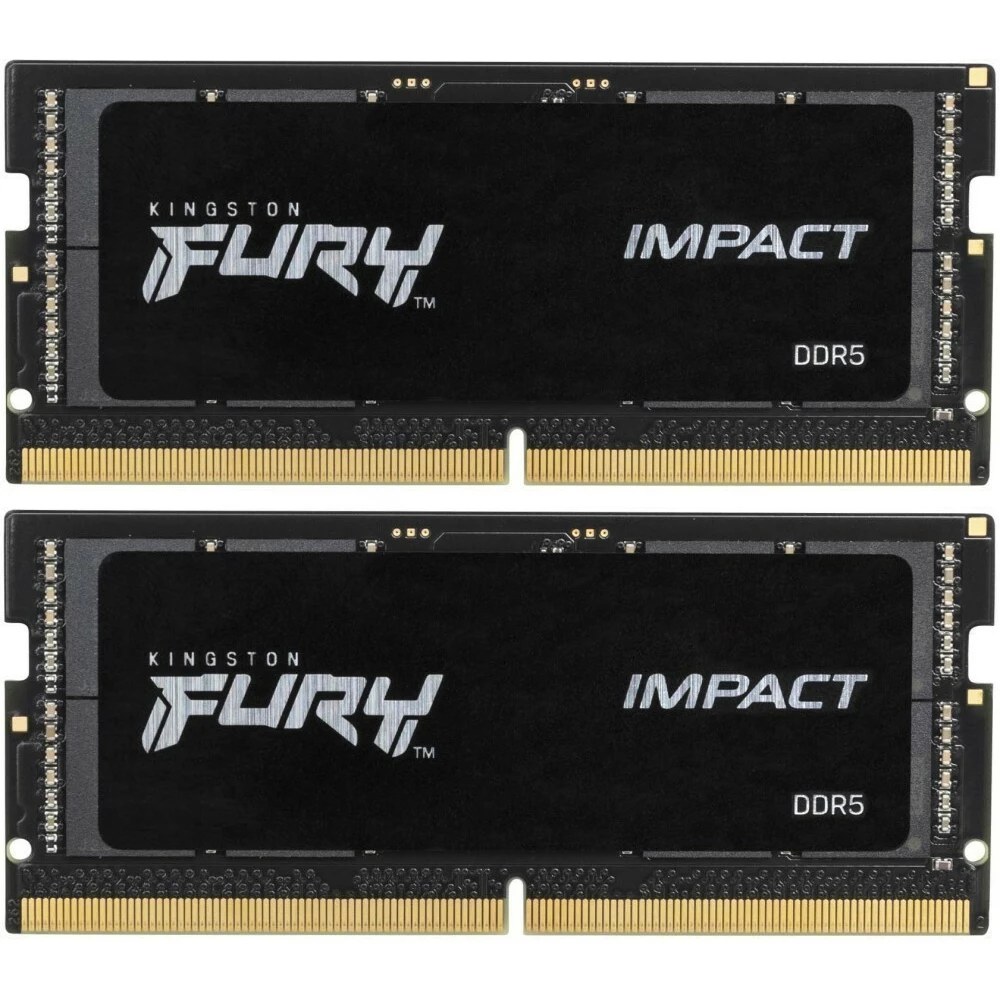 Оперативная память Kingston Fury Impact, DDR5, 32GB (2x16GB), 6400MHz, CL38, SO-DIMM, с радиатором, черный