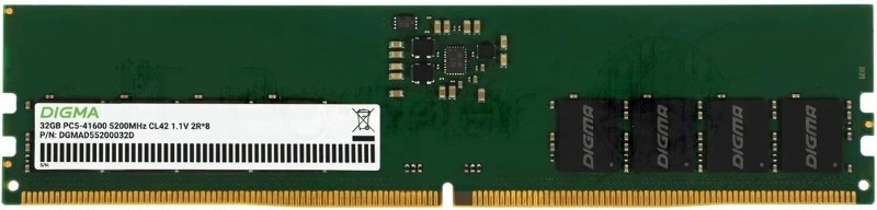 Оперативная память Digma, DDR5, 32Gb (1x32Gb), 5200MHz, CL42, DIMM