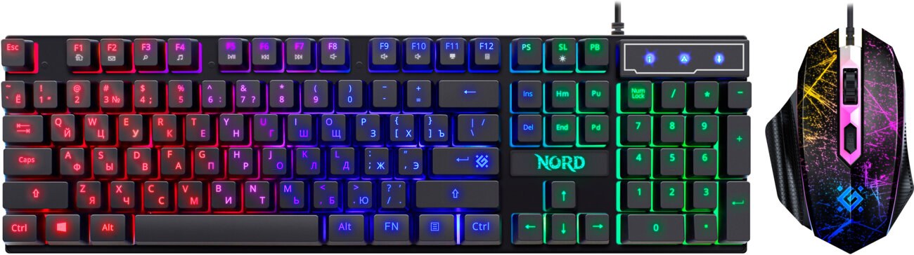 Комплект клавиатура+мышь Defender Nord GS-959 проводной, USB, 2400 DPI, чёрный