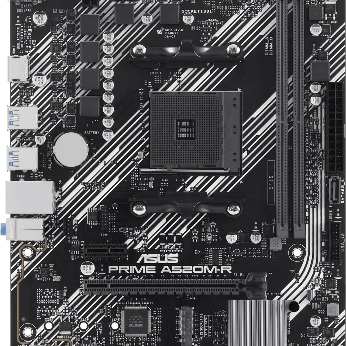 Материнская плата ASUS PRIME A520M-R, AM4, AMD A520, 2xDDR4, 4xSATA, 1xM.2, 1xPCIe 3.0 x16, 1xPCIe x1, 1xHDMI, 1x 1Gb LAN, 2xUSB-A 2.0, 4xUSB-A 3.2 Gen 1, 3x3.5 мм, 7.1, mATX
