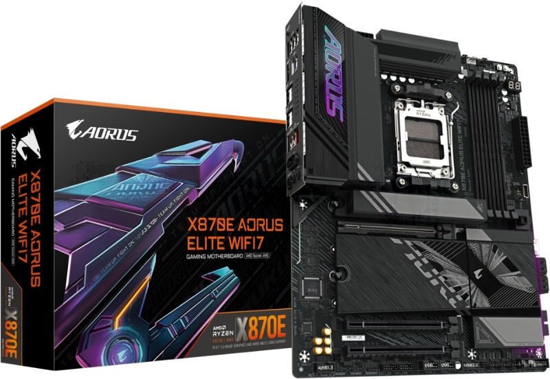 Материнская плата Gigabyte X870E AORUS ELITE WIFI7, AM5, AMD X870E, 4xDDR5, 4xSATA, 4xM.2, 1xPCIe 5.0 x16, 2xPCIe 4.0 x4, HDMI, 1x2.5Gb LAN, USB Type-C, 2x3.5 мм, 7.1, ATX