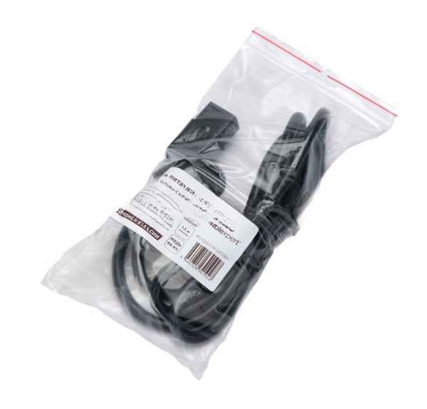 Кабель питания Cablexpert PC-S22-C19-2.5-1.5M, Schuko-C19, 3x2.5мм2, 16A, с заземлением, медь, 1.5м, черный, пакет