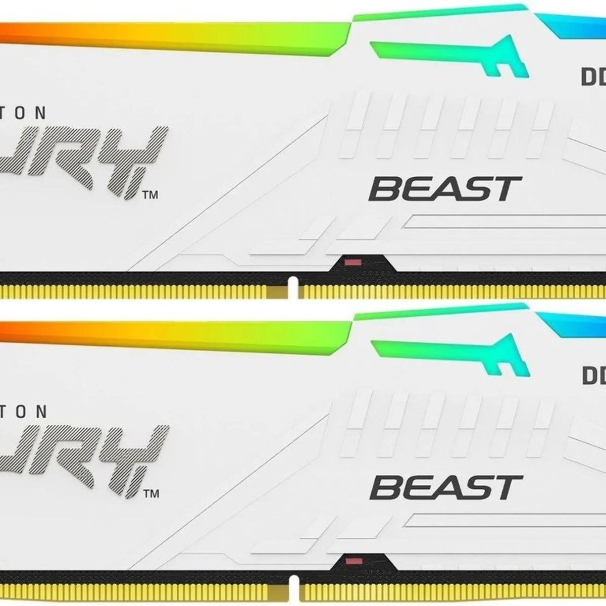 Оперативная память Kingston Fury Beast, DDR5, 32Gb (2x16Gb), 5600MHz, CL40, DIMM, с радиаторами, RGB, белый