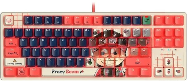Клавиатура проводная A4Tech Bloody AT87 Proxy Boom USB бежевый/красный