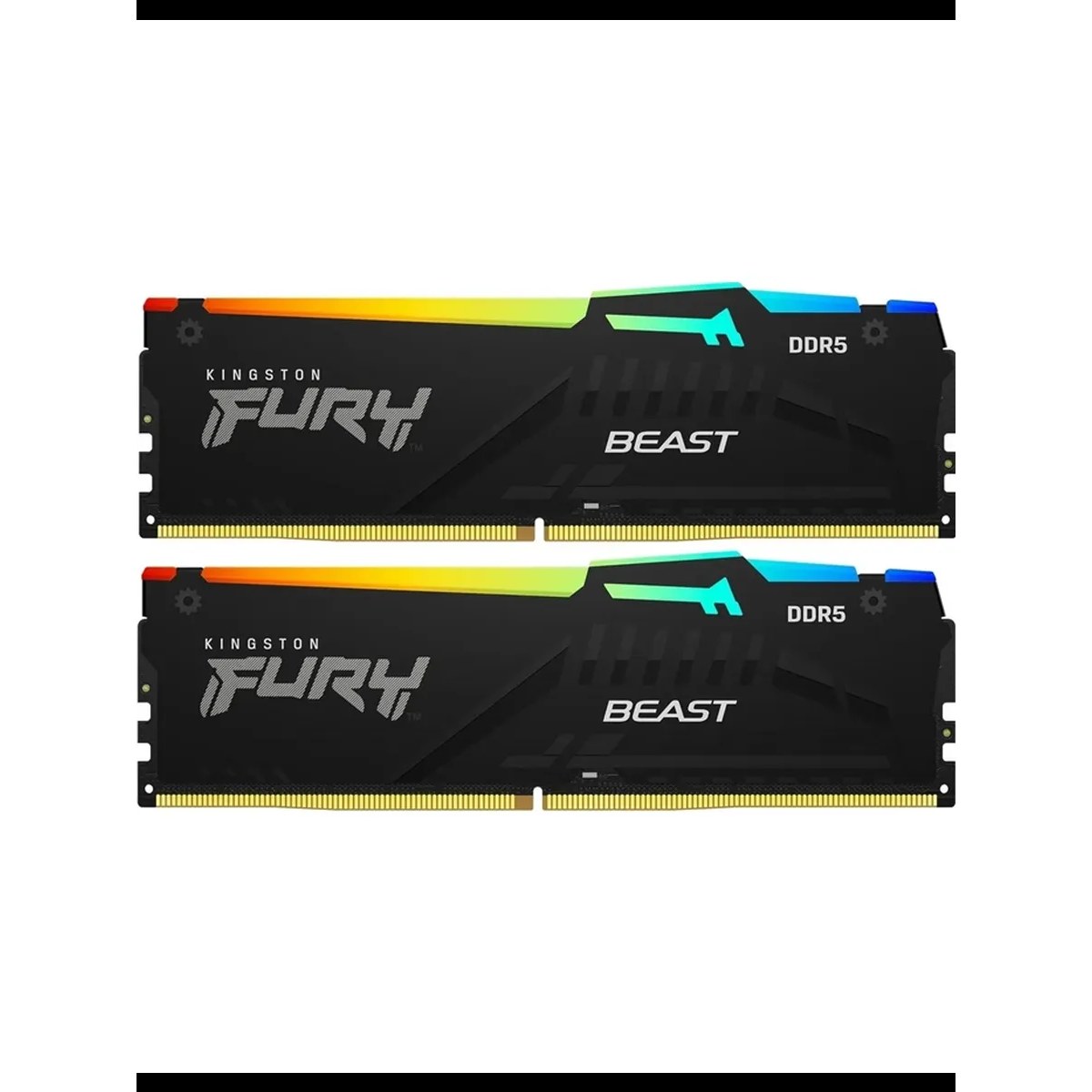 Оперативная память Kingston Fury Beast, DDR5, 32Gb (2x16Gb), 6000MHz, CL36, DIMM, с радиаторами, RGB, черный