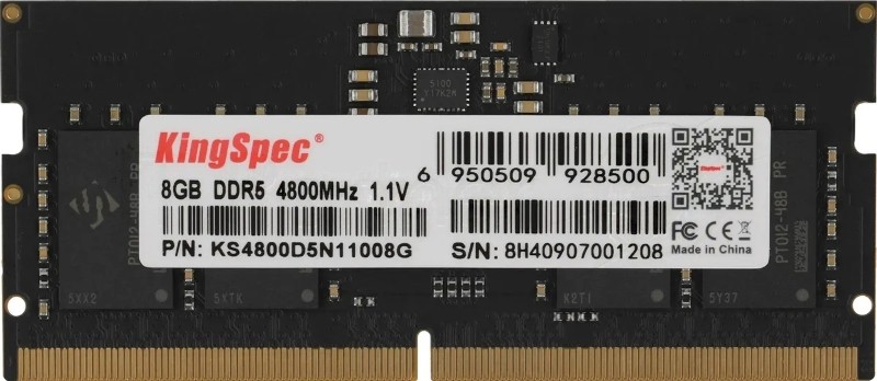 Оперативная память KingSpec DDR5, 8Gb (1x8 GB), 4800 MHz, CL40, SO-DIMM