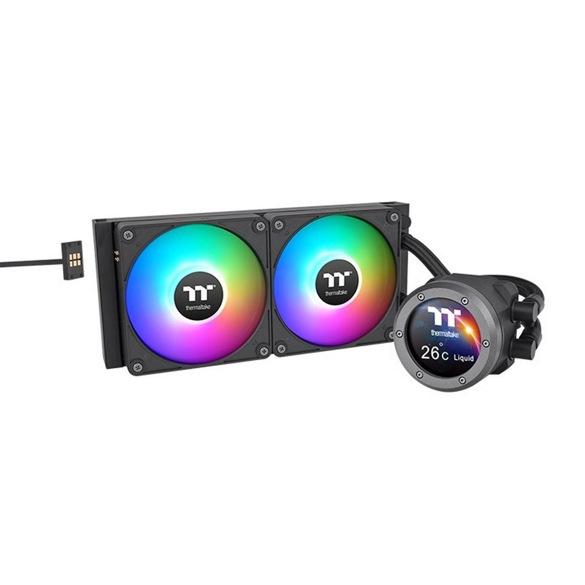 Система жидкостного охлаждения Thermaltake TH280 V2 Ultra EX ARGB Sync черный, 280 мм, 2x140 мм, 500-2000 об/мин, 4 pin PWM, ARGB, ЖК-дисплей