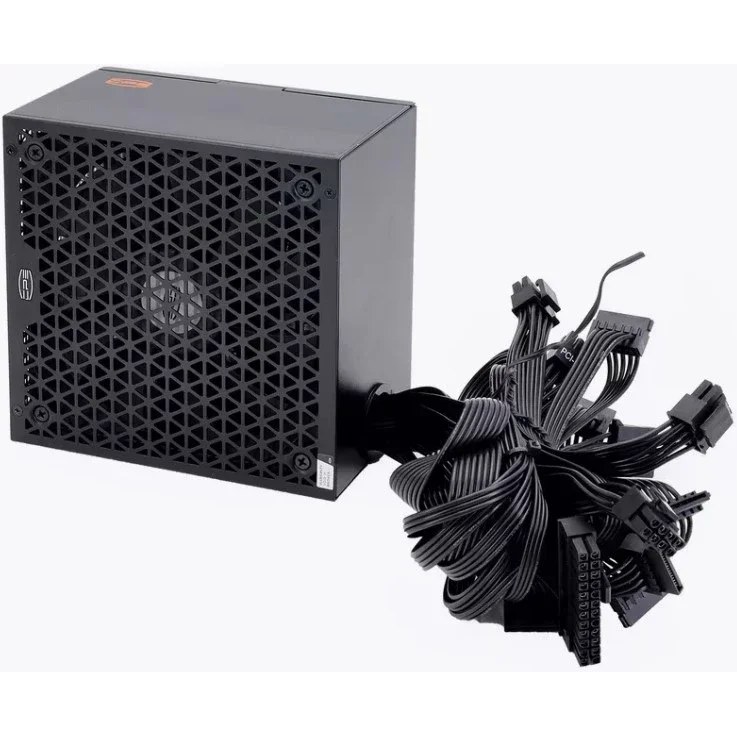 Блок питания PCCOOLER, 650W 80 PLUS Bronze (ATX, ATX 2.53, Non-modular, 1x24(20+4)pin 550мм, 1xCPU 8(4+4)pin 650+150мм, 2xPCIe*2 8(6+2)pin 500+150мм, 2xSATA*3+MOLEX4pin*1 450+150+150+150мм, Active, 135x135mm, 150x150x86mm, APFC, OVP, UVP, OCP, SCP, OTP, OPP, SPD)