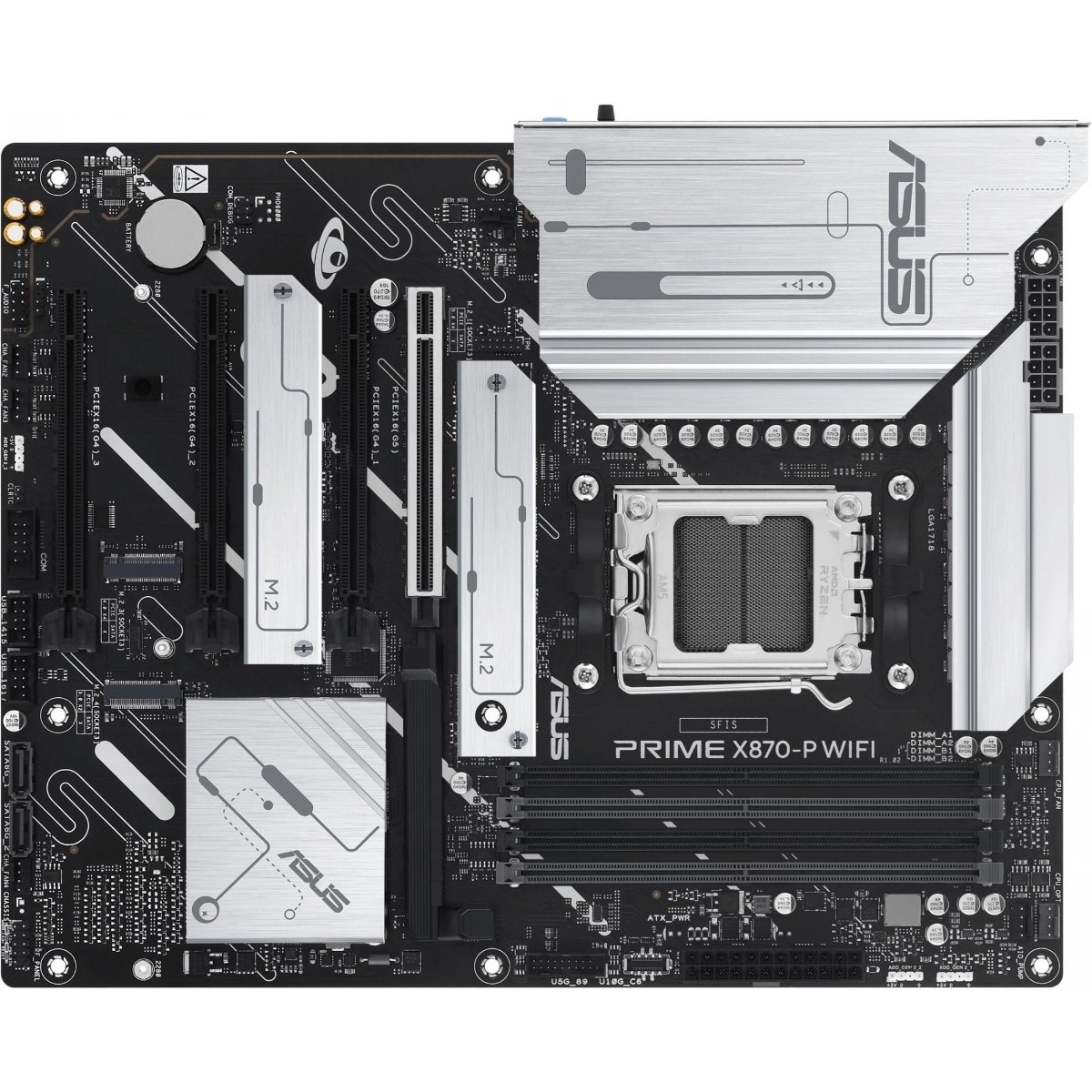 Материнская плата ASUS PRIME X870-P WIFI, AM5, AMD X870, 4xDDR5, 4xSATA, 4xM.2, 1xPCIe 5.0 x16, 2xPCIe 4.0 x1, HDMI, 1x2.5Gb LAN, USB Type-C, 3x3.5 мм, 7.1, ATX