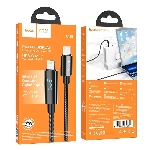 Кабель USB2.0 Hoco Type-C/Lightning, 2.4А, с дисплеем, U125, 1.2м, черный, коробка