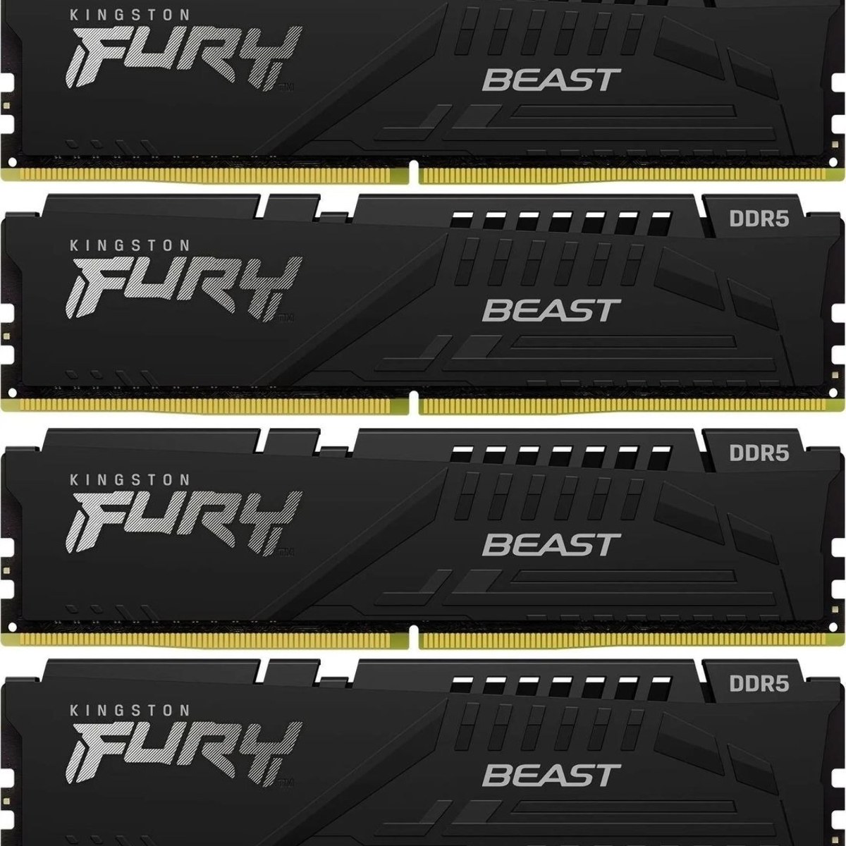Оперативная память Kingston Fury Beast, DDR5, 128Gb (4x32Gb), 5200MHz, CL40, DIMM, радиатор, черный
