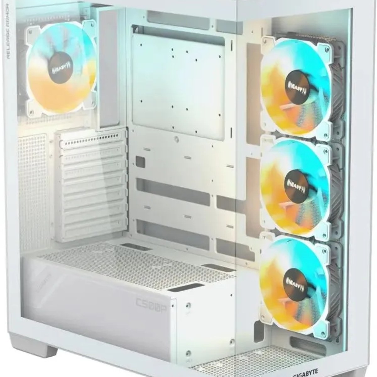 Компьютерный корпус Gigabyte GB-C500PI ST белый без БП ATX 3x120мм 6x140мм 2xUSB 3.0 1xUSB3.1 audio bott PSU