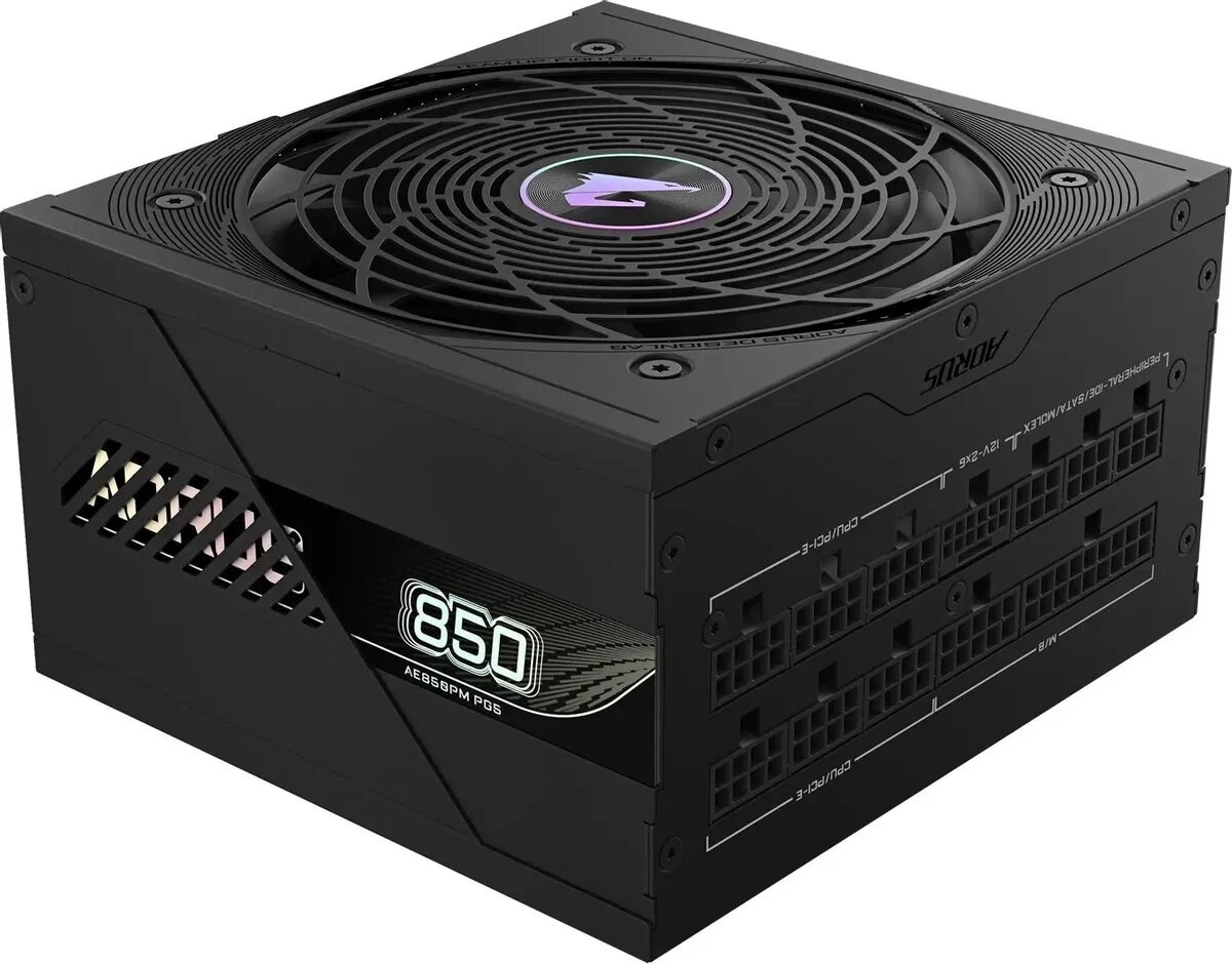 Блок питания Gigabyte ATX 850W AORUS ELITE GP-AE850PM PG5 Gen.5 80 PLUS platinum (20+4pin) APFC 120мм fan 16xSATA Cab Manag RTL