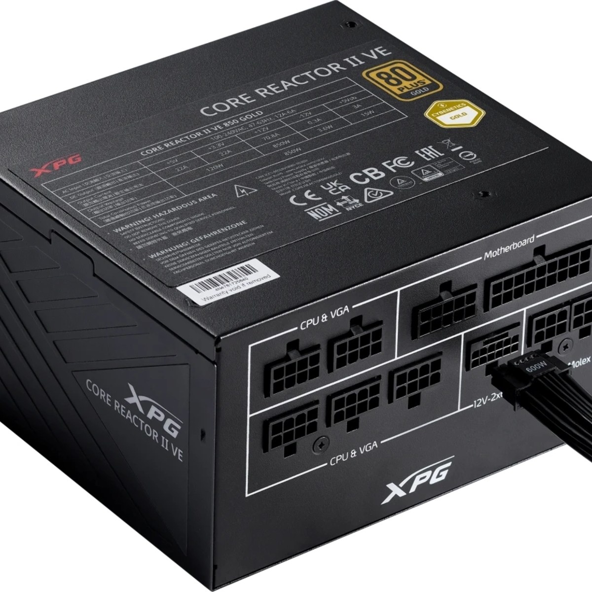 Блок питания ADATA XPG COREREACTORIIVE850G-BKCEU, 850Вт, 80 PLUS Gold, 120мм, модульный, черный