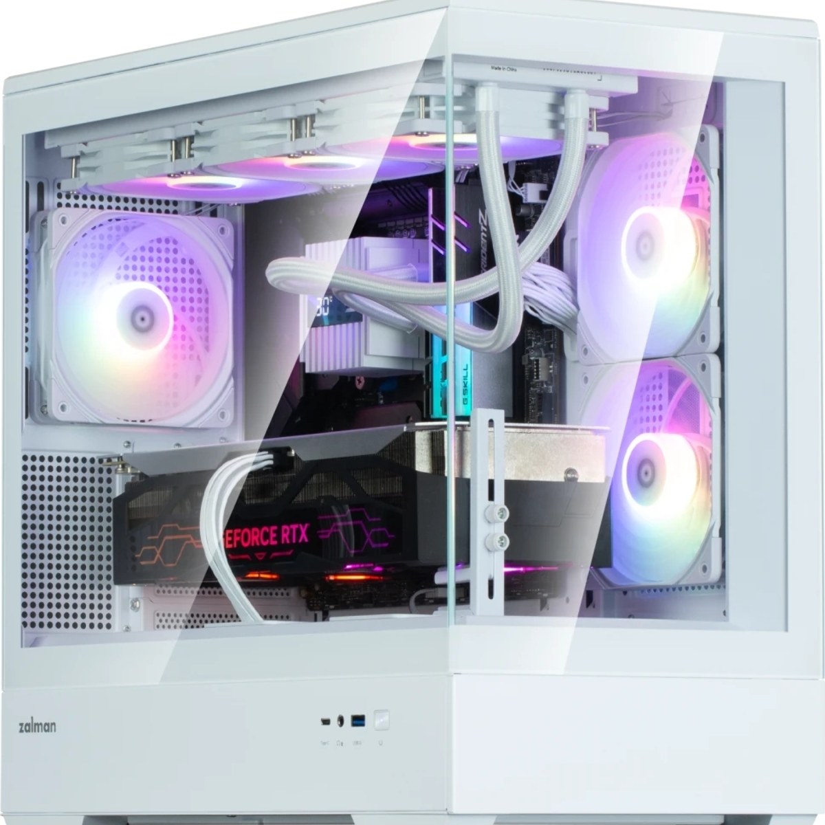 Компьютерный корпус ZALMAN P30 V2, MATX, белый, WINDOW, 2x3.5", 3x2.5", 1xUSB TYPE-C, 1xUSB 3.0, SIDE 2x120мм ARGb, REAR 1x120мм ARGb, VGA support