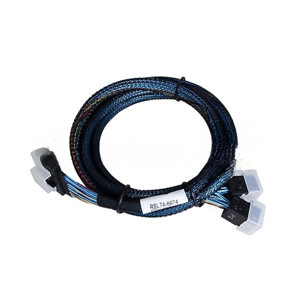 Кабель Amphenol RSL74-B937 Slimline SASx8 (SFF8654) -to- 2 SAS HD x4 (SFF8643 SAS Connections), 100CM, (аналог Broadcom 05-60003-00)