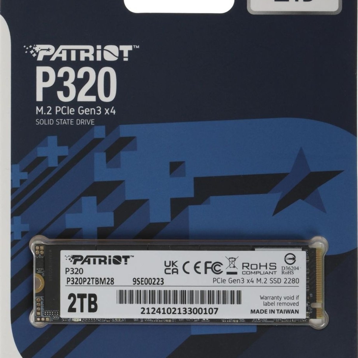 Накопитель SSD Patriot P320 2ТБ, M.2 2280, NVMe, R/W 3000MB/2200Mb/s
