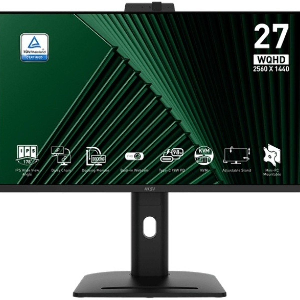 Монитор 27" MSI PRO MP275QPDG IPS 2560x1440, 100 Гц, 4 мс, 16:9, 250 кд/м², 2xHDMI, 1xDP, 1xUSB-C, 4xUSB-A 3.2 Gen1, 2x2 Вт, черный