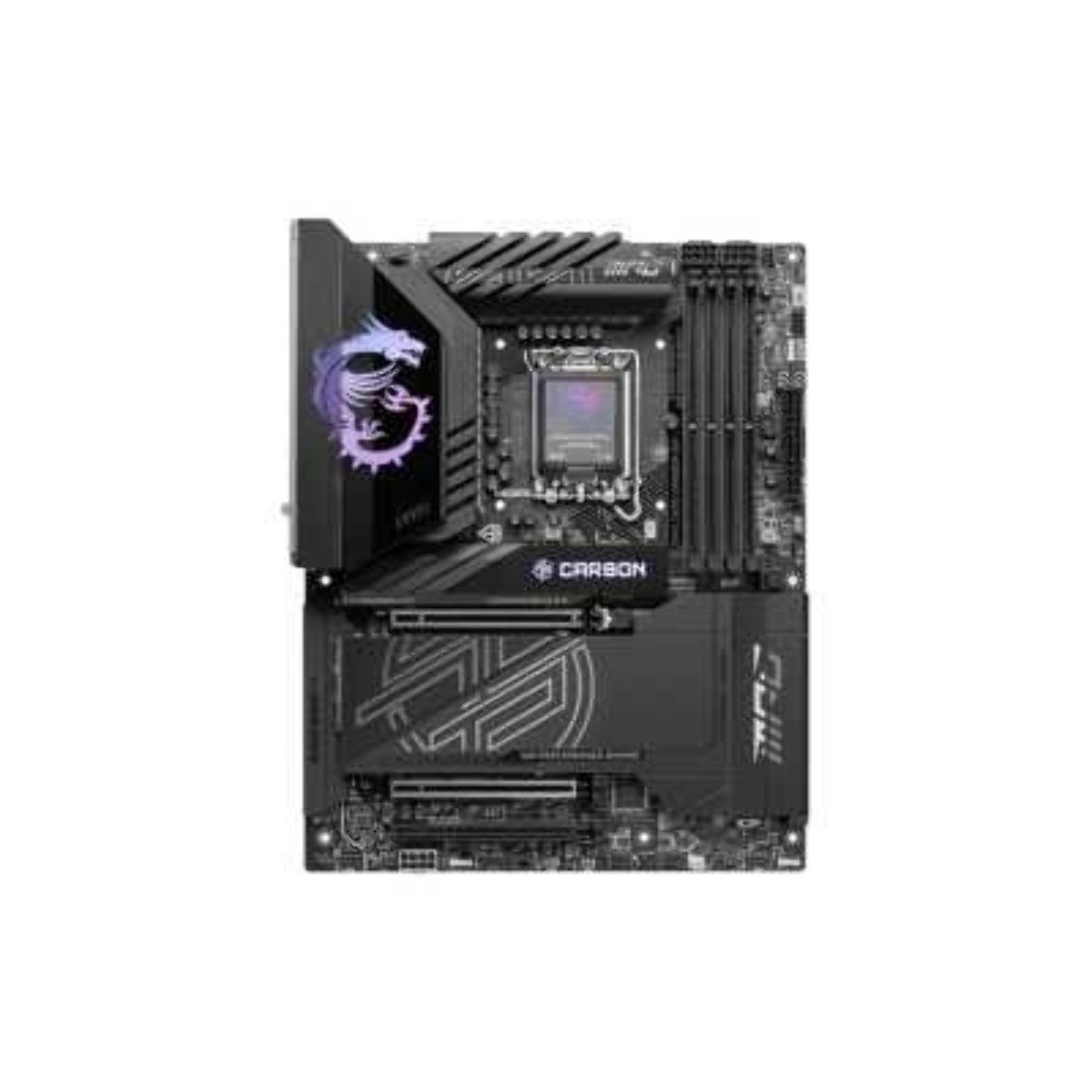 Материнская плата MSI MPG Z890 CARBON WIFI, LGA1851, Intel Z890, 4xDDR5, 4xSATA, 5xM.2, 1xPCIe 5.0 x16, HDMI, USB Type-C, 2x5Gb LAN, Thunderbolt, 2x3.5 мм, 7.1, ATX