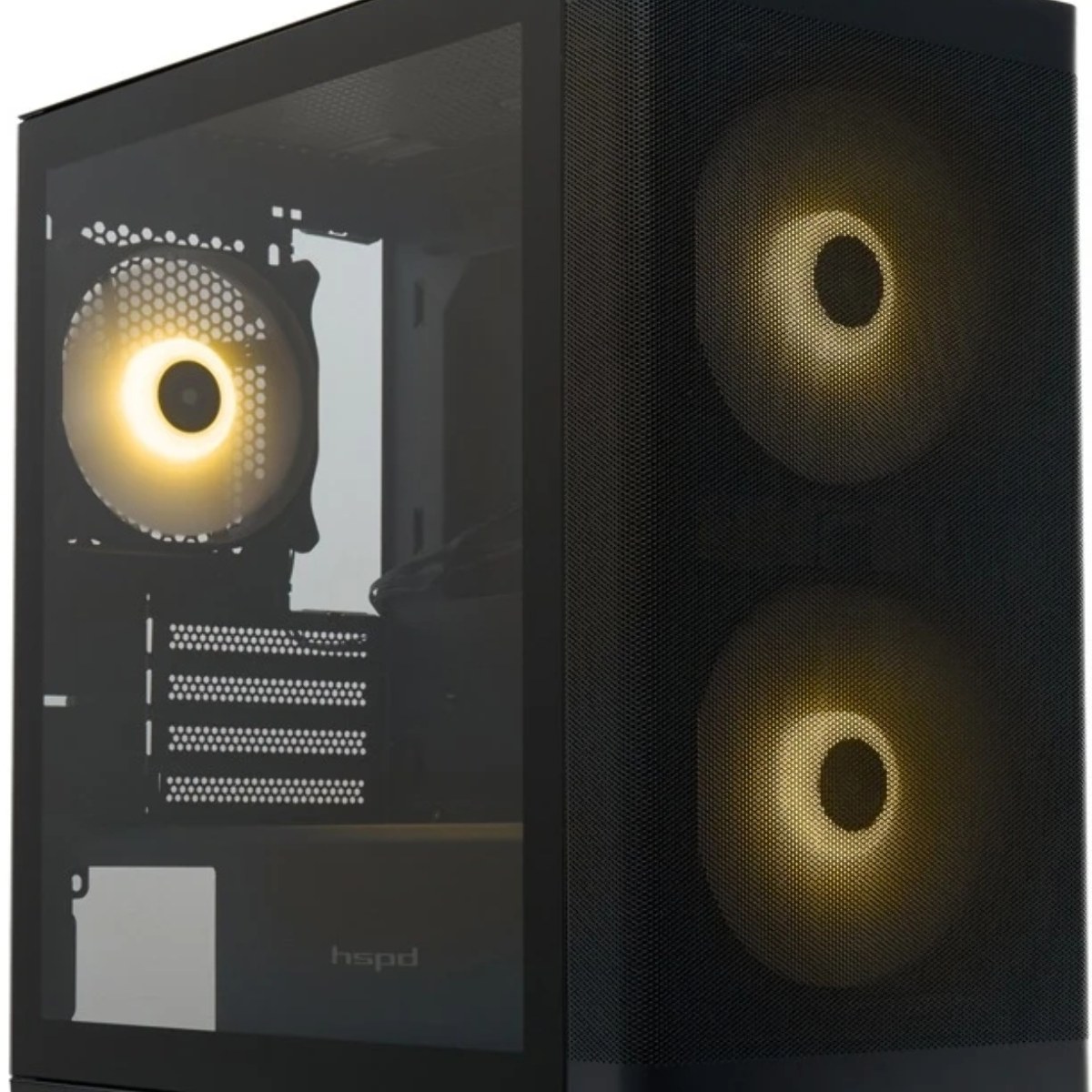 Компьютерный корпус без блока питания HSPD M320, Mesh Mini-tower, черный, slide TG, 0.45 SPCC, 2x140мм ARGb+1x120мм ARGb mATX, mITX 160/340/184мм 2x2.5", 2x3.5", 4xPCI 2xUSB-A 3.0, 1xUSB-A 1.0 390x200x385мм
