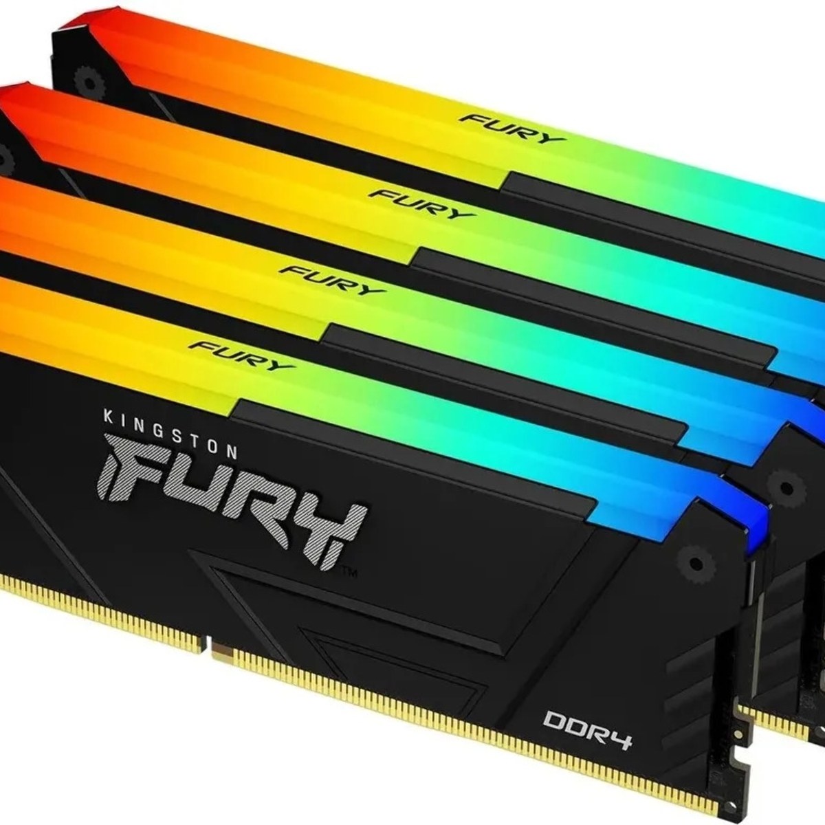 Оперативная память Kingston Fury Beast, DDR4, 64Gb (4x16Gb), 3200MHz, CL16, DIMM, с радиатором, RGB, черный