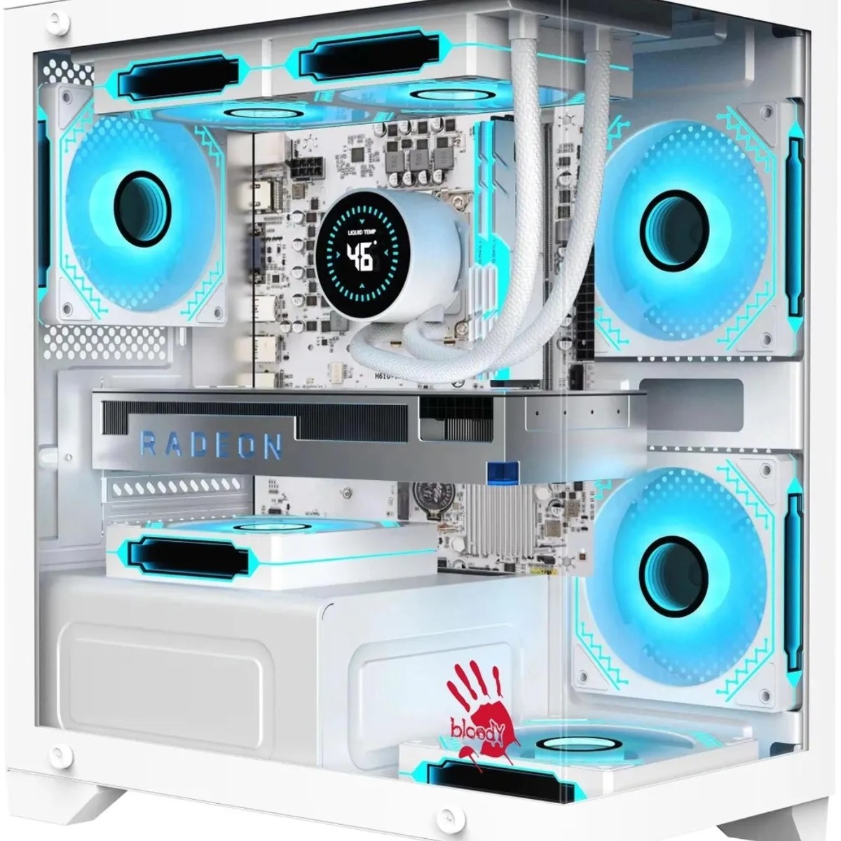 Компьютерный корпус Bloody BD-CC103 белый без БП mATX 7x120мм 1xUSB 2.0 1xUSB 3.0 audio bott PSU