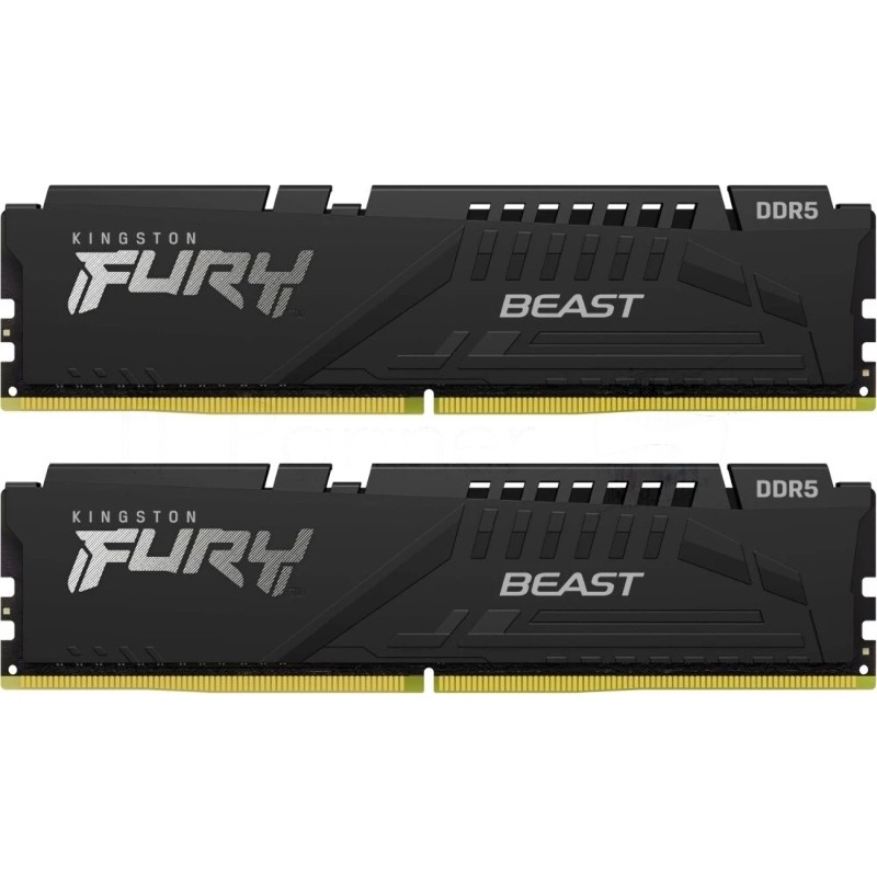 Оперативная память Kingston Fury Beast, DDR5, 16Gb (2x8Gb), 6000MHz, CL30, DIMM, с радиаторами, черный