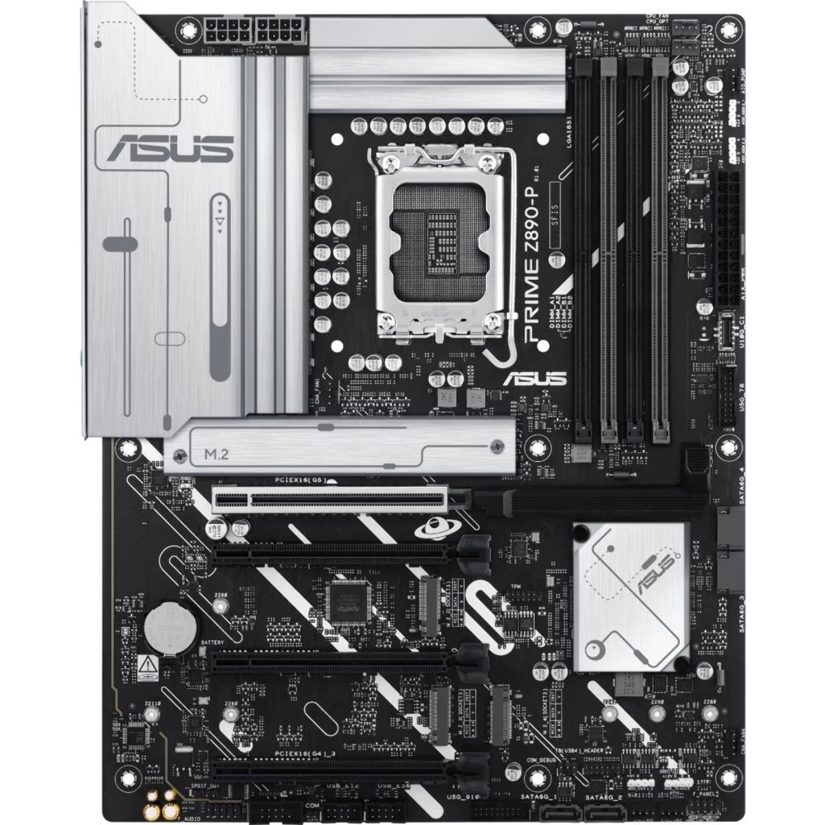 Материнская плата ASUS PRIME Z890-P, LGA 1851, Intel Z890, 4xDDR5, 4xSATA, 4xM.2, 1xPCIe 5.0 x16, 2xPCIe 4.0 x4, 1xPCIe 4.0 x1, 1xHDMI, 1xDP, 1xUSB-C (видеовыход), 1x 2.5Gb LAN, 4xUSB-A 2.0, 2xUSB-A 3.2 Gen 1, 1xUSB-A 3.2 Gen 2, 1xUSB-C 3.2 Gen 2x2, 3x3.5 мм, 7.1, ATX