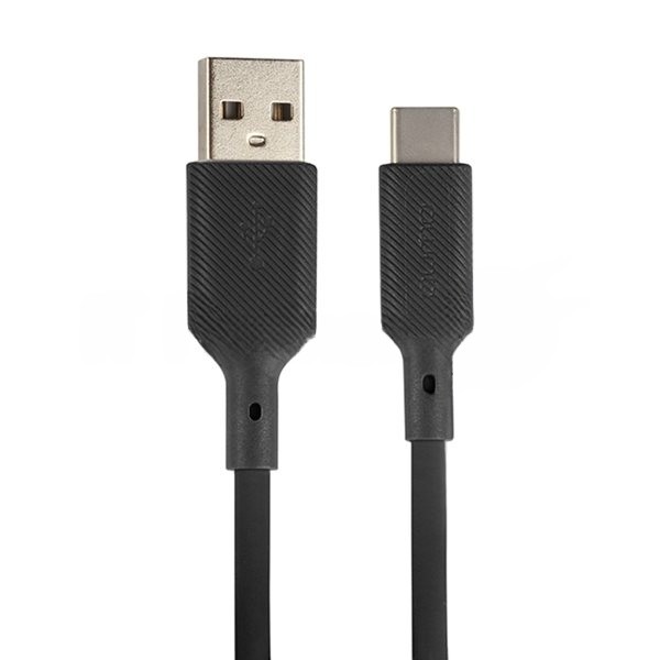 Кабель USB-A to Type-C, silica gel, 1м, 3A, 18W черный